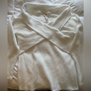 Ladies White Cross over Sweater